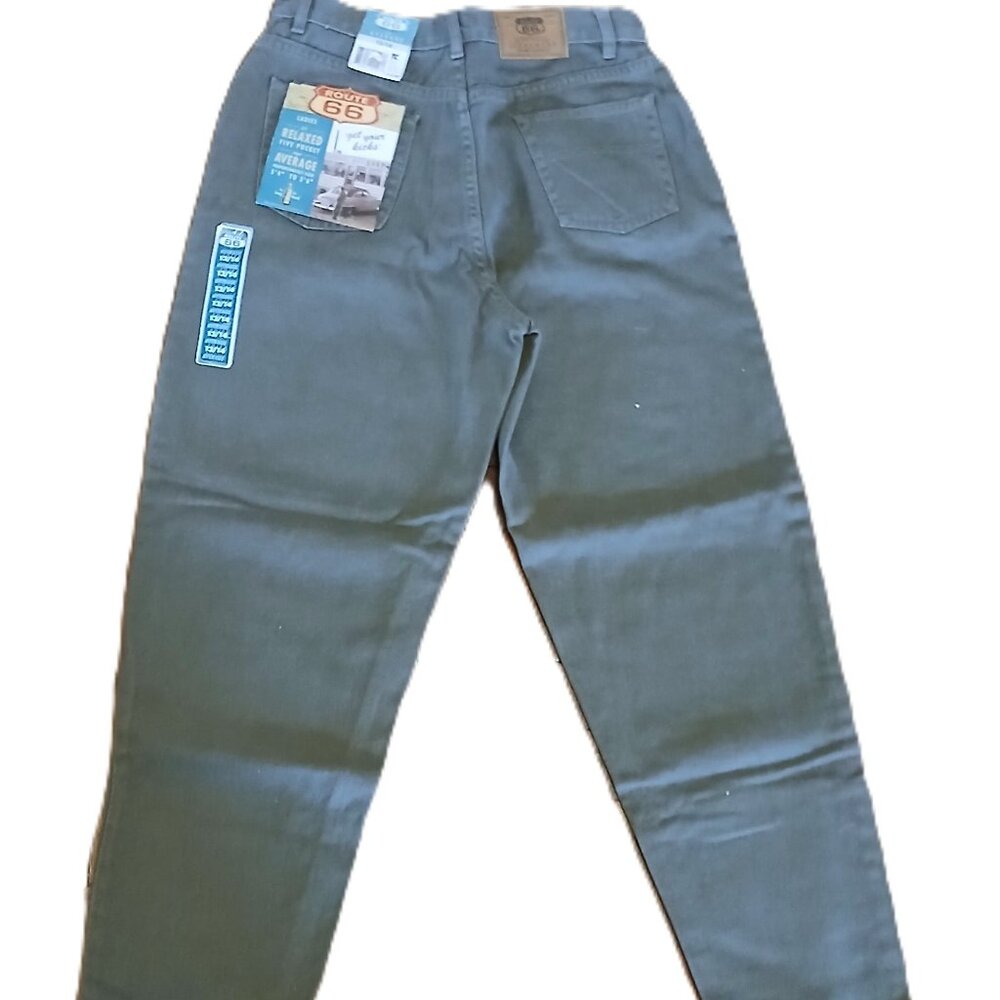 Route 66 Women’s Olive Green Relaxed Fit 5-Pocket Jeans Size 13/14